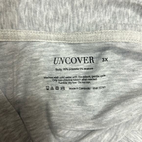 Uncover 3 Piece Cardigan Pinama PJ Plus size Set Heather Gray NWT 3X - Picture 6 of 7